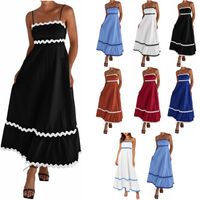 Femmes Robe À Bretelles Style Simple Sangle Dos Nu Sans Manches Bloc De Couleur Robe Mi-Longue Vacances Du Quotidien main image 6