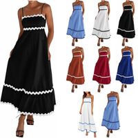 Women's Strap Dress Simple Style Strap Backless Sleeveless Color Block Midi Dress Holiday Daily main image 1