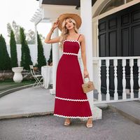 Women's Strap Dress Simple Style Strap Backless Sleeveless Color Block Midi Dress Holiday Daily main image 5