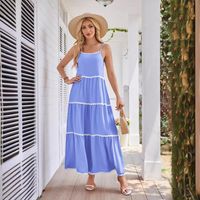 Women's Strap Dress Simple Style Strap Sleeveless Solid Color Maxi Long Dress Holiday Daily main image 4