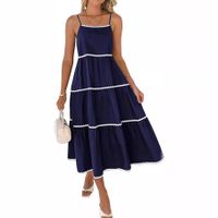 Femmes Robe À Bretelles Style Simple Sangle Sans Manches Couleur Unie Maxi Longue Robe Vacances Du Quotidien main image 2