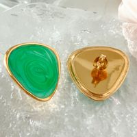 1 Pair Casual Sweet Korean Style Round Leaves Enamel 304 Stainless Steel 14K Gold Plated Drop Earrings main image 10