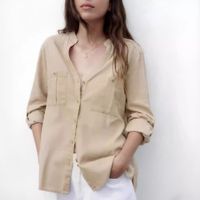 Women's Blouse Long Sleeve Blouses Simple Style Stripe Solid Color main image 3