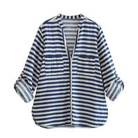 Women's Blouse Long Sleeve Blouses Simple Style Stripe Solid Color main image 4