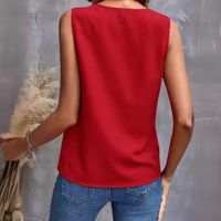 Femmes Gilet Sans Manches Blouses Froufrous Vêtement De Rue Couleur Unie main image 3