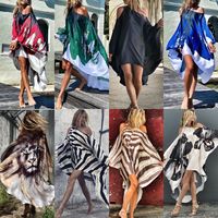 Women's Swing Dress Streetwear Collarless Printing Long Sleeve Stripe Lion Leopard Midi Dress Daily main image 1