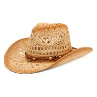 Unisex Retro Ethnic Style Color Block Hollow Out Curved Eaves Straw Hat sku image 1