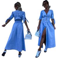 Women's Regular Dress Streetwear V Neck Short Sleeve Solid Color Midi Dress Daily main image 2