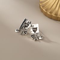 1 Pair Retro Simple Style Poker Heart Shape Plating Alloy Drop Earrings Ear Cuffs sku image 1
