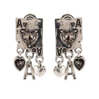 1 Pair Retro Simple Style Poker Heart Shape Plating Alloy Drop Earrings Ear Cuffs main image 3