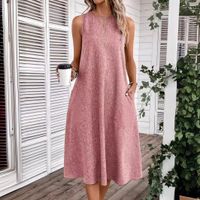 Women's Regular Dress Vintage Style Round Neck Pocket Sleeveless Solid Color Midi Dress Holiday Daily Date main image 1