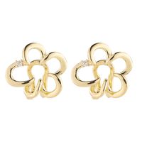 1 Pair Elegant Simple Style Flower Plating Copper Zircon Ear Cuffs main image 2