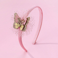Girl'S Cute Romantic Sweet Butterfly Sequin Synthetic Yarn Lace Hair Band main image 1