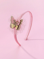 Girl'S Cute Romantic Sweet Butterfly Sequin Synthetic Yarn Lace Hair Band main image 5