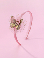 Girl'S Cute Romantic Sweet Butterfly Sequin Synthetic Yarn Lace Hair Band sku image 1
