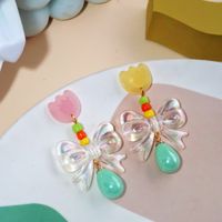 1 Pair Simple Style Bow Knot Bowknot Arylic Drop Earrings main image 1