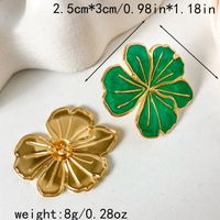 1 Pair Casual Sweet Korean Style Round Leaves Enamel 304 Stainless Steel 14K Gold Plated Drop Earrings sku image 4