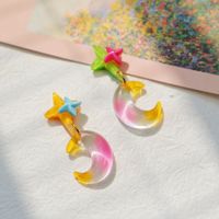 1 Pair Simple Style Star Flower Plastic Resin Drop Earrings sku image 1