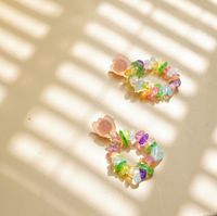 1 Pair Sweet Floral Mixed Materials Drop Earrings sku image 2