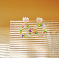 1 Pair Sweet Floral Mixed Materials Drop Earrings sku image 1