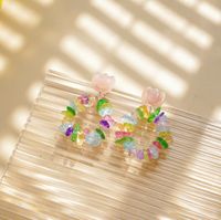 1 Pair Sweet Floral Mixed Materials Drop Earrings main image 4