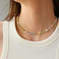 Casual Sweet Color Block 304 Stainless Steel Freshwater Pearl Glass Handmade Women's Choker main image 1