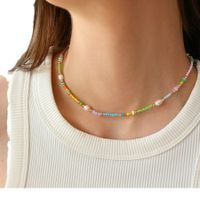 Casual Sweet Color Block 304 Stainless Steel Freshwater Pearl Glass Handmade Women's Choker main image 5