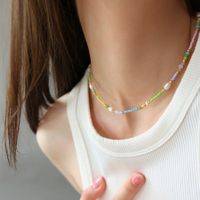 Casual Sweet Color Block 304 Stainless Steel Freshwater Pearl Glass Handmade Women's Choker main image 2