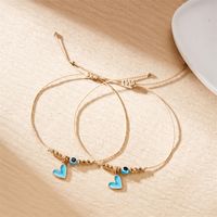 Simple Style Heart Shape Eye Alloy Rope Beaded Enamel Couple Unisex Bracelets main image 5