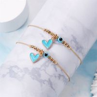 Simple Style Heart Shape Eye Alloy Rope Beaded Enamel Couple Unisex Bracelets main image 6