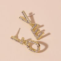 1 Pair Shiny Love Inlay Alloy Rhinestones Drop Earrings main image 6