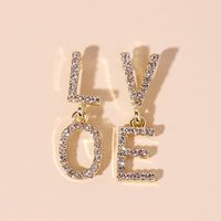 1 Pair Shiny Love Inlay Alloy Rhinestones Drop Earrings sku image 1