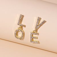 1 Pair Shiny Love Inlay Alloy Rhinestones Drop Earrings main image 5