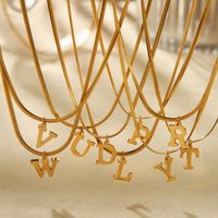 304 Stainless Steel 18K Gold Plated Simple Style Polishing Letter Pendant Necklace main image 1