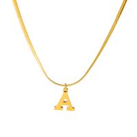 304 Stainless Steel 18K Gold Plated Simple Style Polishing Letter Pendant Necklace main image 4