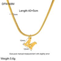 304 Stainless Steel 18K Gold Plated Simple Style Polishing Letter Pendant Necklace sku image 12