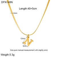 304 Stainless Steel 18K Gold Plated Simple Style Polishing Letter Pendant Necklace sku image 13