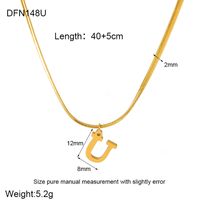 304 Stainless Steel 18K Gold Plated Simple Style Polishing Letter Pendant Necklace sku image 20