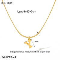304 Stainless Steel 18K Gold Plated Simple Style Polishing Letter Pendant Necklace sku image 24