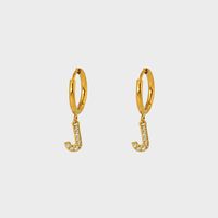 1 Pair IG Style Simple Style Letter Plating Inlay 304 Stainless Steel Zircon 14K Gold Plated Drop Earrings sku image 10