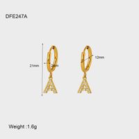 1 Pair IG Style Simple Style Letter Plating Inlay 304 Stainless Steel Zircon 14K Gold Plated Drop Earrings main image 2