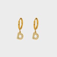 1 Pair IG Style Simple Style Letter Plating Inlay 304 Stainless Steel Zircon 14K Gold Plated Drop Earrings sku image 4
