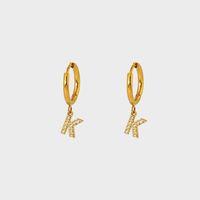 1 Pair IG Style Simple Style Letter Plating Inlay 304 Stainless Steel Zircon 14K Gold Plated Drop Earrings sku image 11