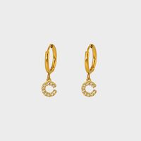 1 Paire Style Simple Lettre Incruster Acier Inoxydable 304 Zircon Plaqué Or 18K Boucles D'oreilles sku image 3