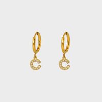 1 Pair IG Style Simple Style Letter Plating Inlay 304 Stainless Steel Zircon 14K Gold Plated Drop Earrings sku image 3