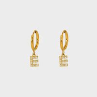 1 Pair IG Style Simple Style Letter Plating Inlay 304 Stainless Steel Zircon 14K Gold Plated Drop Earrings sku image 5