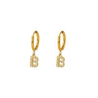 1 Pair IG Style Simple Style Letter Plating Inlay 304 Stainless Steel Zircon 14K Gold Plated Drop Earrings main image 5