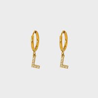 1 Pair IG Style Simple Style Letter Plating Inlay 304 Stainless Steel Zircon 14K Gold Plated Drop Earrings sku image 12
