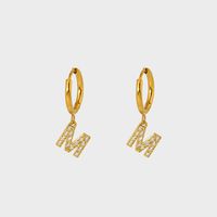 1 Pair IG Style Simple Style Letter Plating Inlay 304 Stainless Steel Zircon 14K Gold Plated Drop Earrings sku image 13