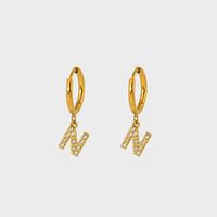 1 Pair IG Style Simple Style Letter Plating Inlay 304 Stainless Steel Zircon 14K Gold Plated Drop Earrings sku image 14